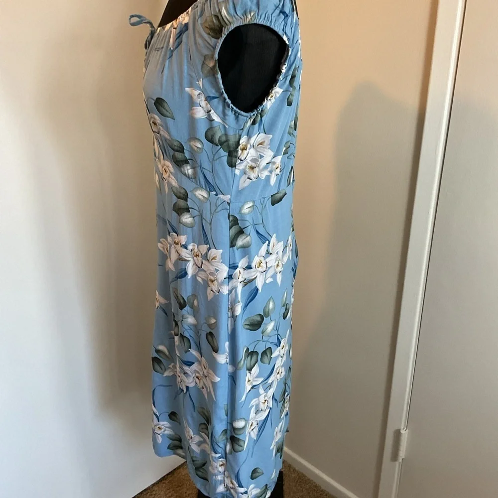 Hilo Hattie Blue Floral Sheath Midi Dress Size Small Wedding Cocktail - Picture 5 of 6